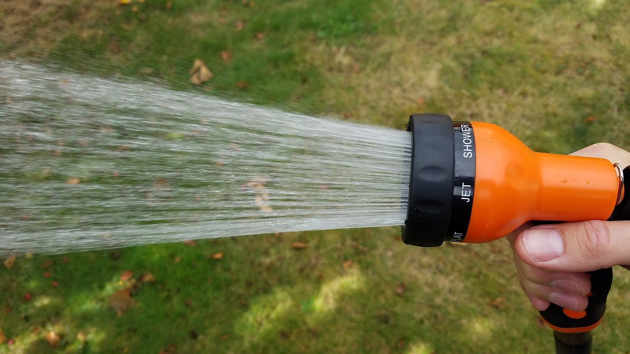 Water coming from a hose at high pressure